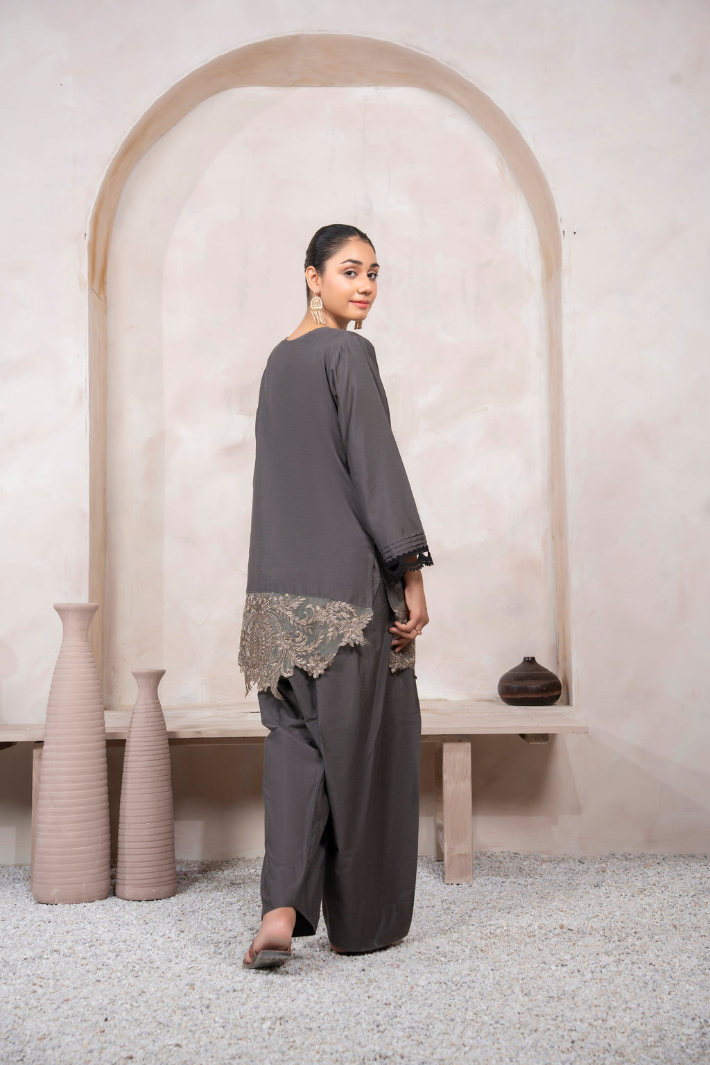 Grey Embroidered Suit