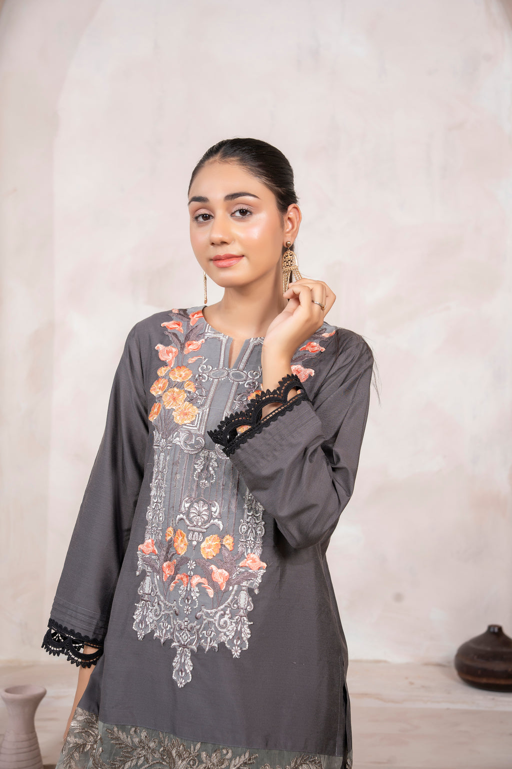 Grey Embroidered Suit